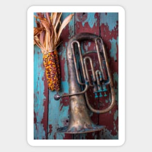 Old Horn And Indian Corn Sticker